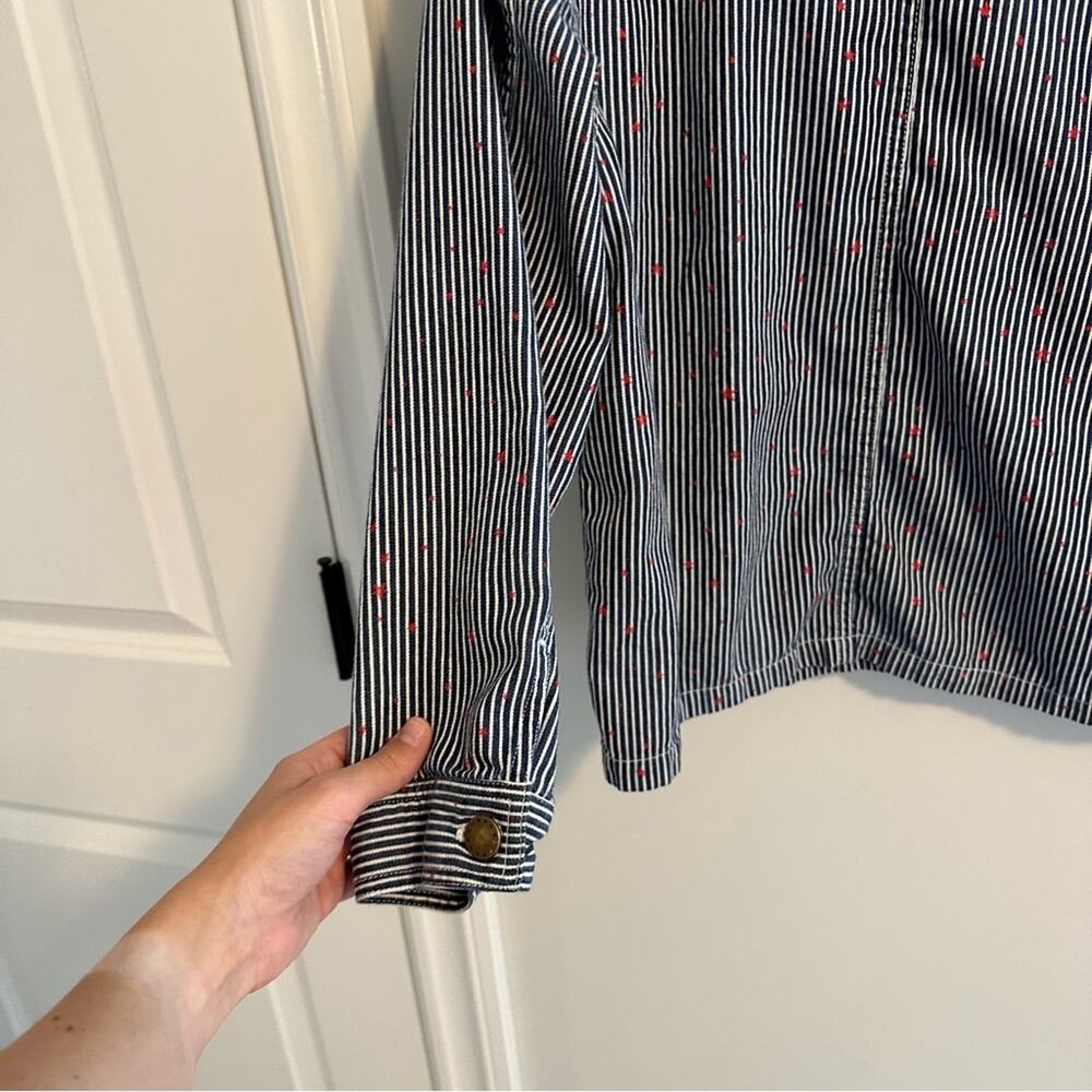 THE GREAT. Navy Blue White Red Star Button Front Jacket 1 Small - Picture 6 of 14